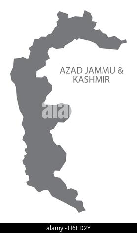 Azad Jammu e Kashmir Pakistan Mappa grigio Illustrazione Vettoriale