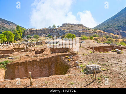 Le rovine dell'antica cittadella di Micene, Grecia. Foto Stock