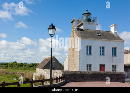 Vecchio faro di Barfleur, Normandia, Francia Foto Stock