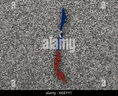 Mappa e Bandiera del Cile su di semi di papavero Foto Stock