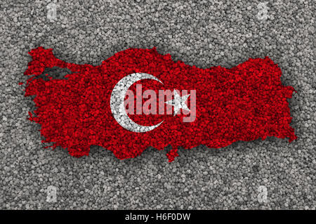 Mappa e Bandiera della Turchia sui semi di papavero Foto Stock
