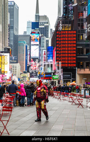 Vista di Times Square a Manhattan, New York City Foto Stock