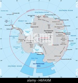 Mappa di Antartide con la nuova protezione del mare area nel Mare di Ross Illustrazione Vettoriale