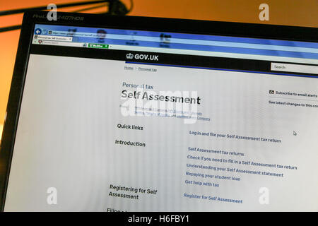 HMRC autovalutazione ritorno fiscale sito web pagina sullo schermo Foto Stock