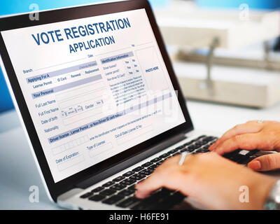 Votazione la richiesta di registrazione di concetto di elezione Foto Stock