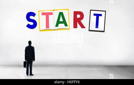 Start iniziare aprire motivazione concetto pronto Foto Stock