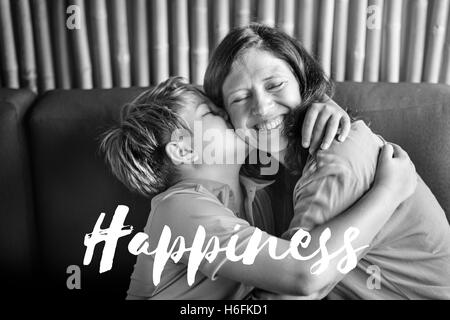 I genitori Amore Figlio Bliss parole concetto grafico Foto Stock