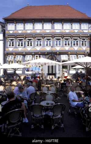 Germania, Bassa Sassonia, Hameln, il Osterstreet, il Stiftsherrenhouse. Foto Stock