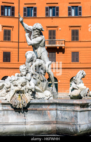 Fontana del Nettuno Piazza Navona, Roma, lazio, Italy Foto Stock