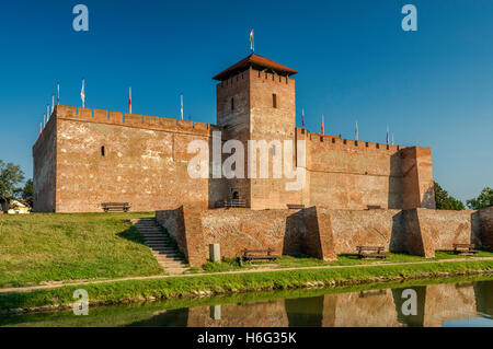 Gyula Castle oltre il fossato a Gyula, Dél-alföld Regione, Ungheria Foto Stock