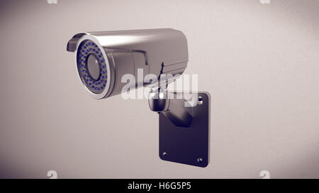 3D rendering di sicurezza CCTV telecamera montata su l'edificio Foto Stock