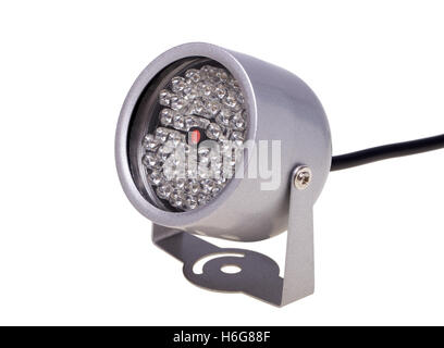 Illuminatori ad infrarossi illuminazione notturna per i sistemi di sicurezza e videosorveglianza isolati su sfondo bianco Foto Stock
