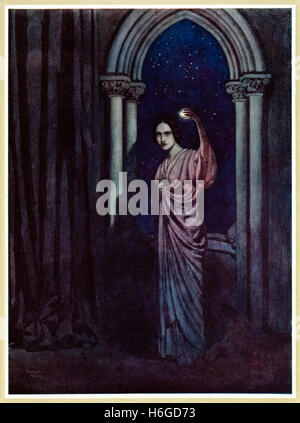 'Come statua-mi piace vedere te stand, l'agata lampada entro la tua mano!" dal "a Helen' una poesia di Edgar Allan Poe (1809-1849) illustrazione da Edmund Dulac (1882-1953). Vedere la descrizione per ulteriori informazioni Foto Stock