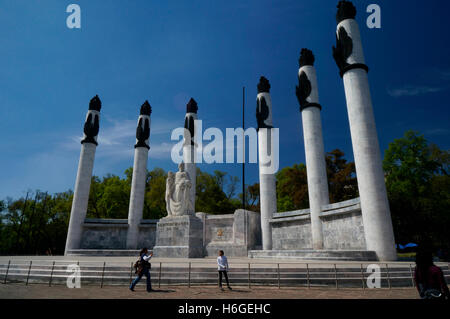 Ninos Heroes monumento (boy cadet heros) nel Chapultepec Park, a Città del Messico. Foto Stock