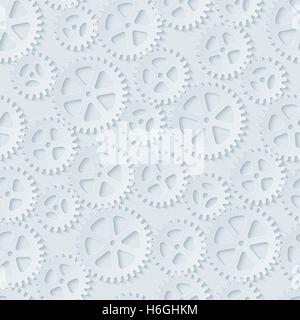 Ingranaggi Seamless pattern. Libro bianco con taglio out effetto. Cog ruote 3d sfondo senza giunture. EPS vettoriali10. Illustrazione Vettoriale