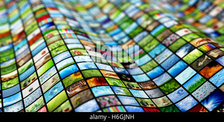 Gigante video multimediali e parete di immagine Foto Stock