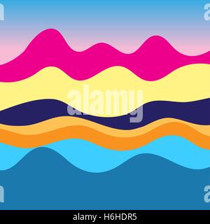 Grafico colorato paesaggio di montagne e di terra Illustrazione Vettoriale