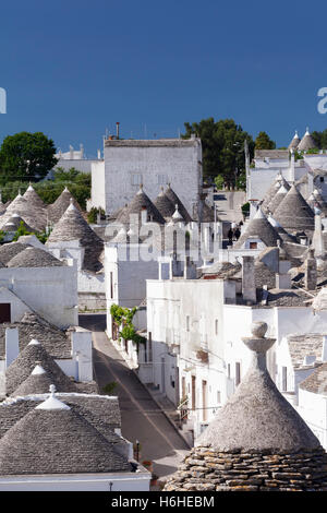 Trulli case, quartiere Monti, Alberobello, la Valle d&#39;Itria, provincia di bari, puglia, Italia Foto Stock