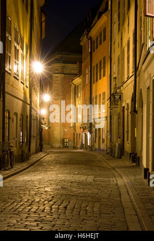 Città storica di Gamla Stan, night shot, Stoccolma, Svezia, Scandinavia, Europa Foto Stock