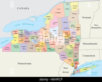 New york politica e amministrativa di mappa Illustrazione Vettoriale