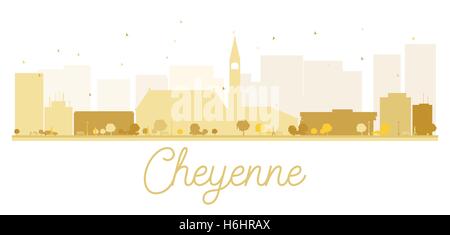 Cheyenne skyline della città golden silhouette. Illustrazione Vettoriale. Piatto semplice concetto per il turismo presentazione, banner, cartellone Illustrazione Vettoriale