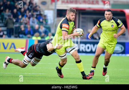 AVIVA Rugby Premier League Saraceni v Leicester Tigers in Allianz Park London, Regno Unito. 29 OTT, 5. Azione durante il match che è stato vinto saraceni 24-10 Credito: Leo Mason/Alamy Live News Foto Stock