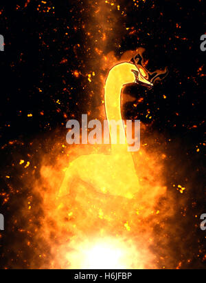 Migliorate digitalmente immagine di un cigno bianco nuotare nel fiume Danubio, Austria Foto Stock