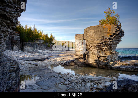 Bruce Penisola Parco Nazionale Georgian Bay Tobermory Ontario in Canada. Emmet Lago Foto Stock