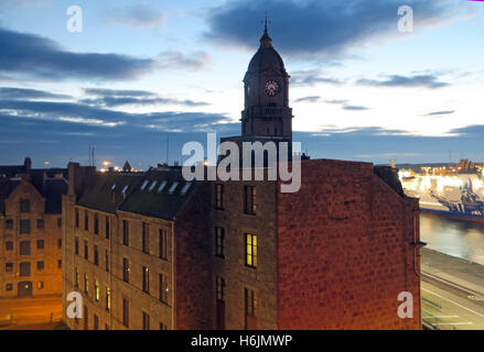 Aberdeen Harbour di notte, Aberdeenshire,Scozia,UK Foto Stock