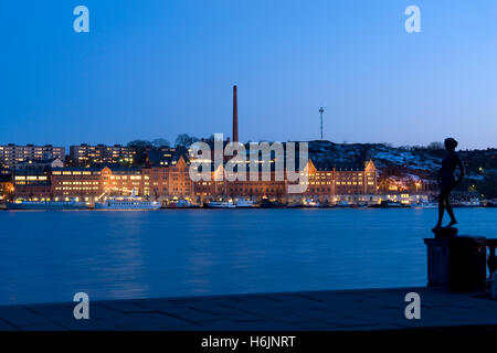 Sodermalm, Riddarfjaerden, night shot, Stoccolma, Svezia, Scandinavia, Europa Foto Stock