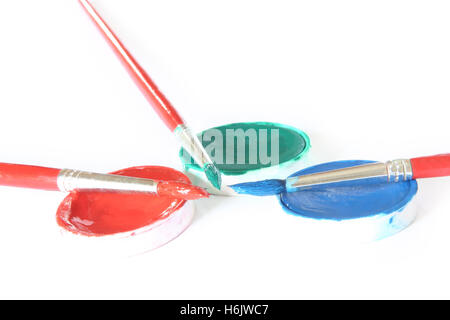 Pittura con pennello e vernice Foto Stock