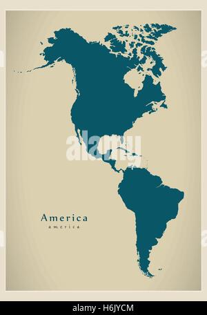 Mappa moderno - America mappa completa Illustrazione Vettoriale