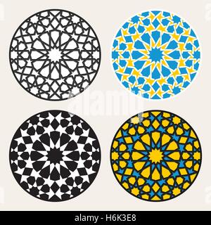 Set di quattro vettore islamico Rosette ornamentali cerchio elementi di design Illustrazione Vettoriale