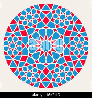 Vettore Rosso Blu islamica Rosette ornamentali cerchio elemento di design Illustrazione Vettoriale