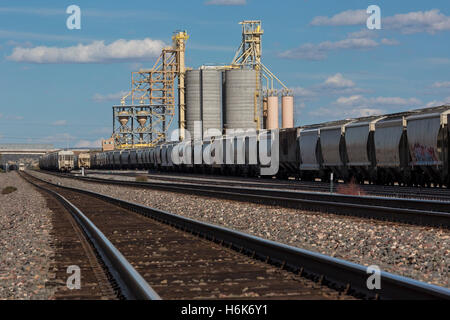 Sanders, Arizona - carichi alla rinfusa impianto di caricamento sul Burlington Northern Santa Fe railroad. Foto Stock