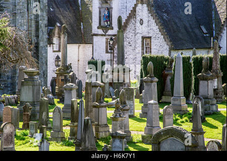 Cimitero vicino Castello di Stirling, Scozia Foto Stock