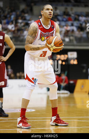 Kanagawa, Giappone. 29 ott 2016. Richard Roby (Neophoenix) Basket : 2016-17 B.LEAGUE Prima Divisione corrispondenza tra Kawasaki Brave Thunders 84-66 SAN-EN Neophoenix a Todoroki Arena di Kanagawa, Giappone . © Yusuke Nakanishi AFLO/sport/Alamy Live News Foto Stock