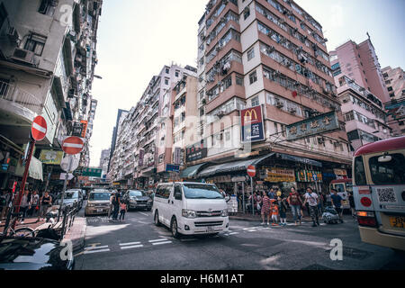 Fa Yuen Street Mong Kok, Hong Kong tradizionale mercato locale Foto Stock