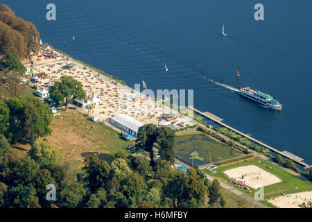 Fotografia aerea, gli ultimi giorni caldi in Seaside Beach Baldeney, cibo, zona della Ruhr, Renania settentrionale-Vestfalia, Germania, Europa DE Foto Stock