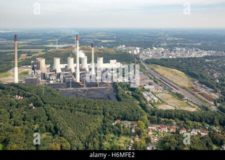 Fotografia aerea, Uniper powerplant Ltd, power station Gelsenkirchen Scholven, centrali elettriche a carbone, Gladbeck, la zona della Ruhr, Foto Stock