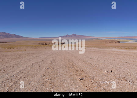 Salar de Tara visto da un più elevato punto di vista distante. Foto Stock