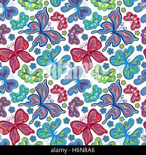 Seamless farfalla colorata pattern. Illustrazione Vettoriale Illustrazione Vettoriale
