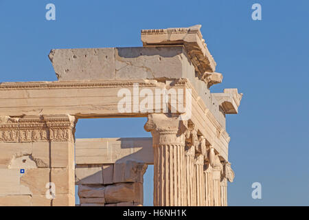 Dettaglio dell'Eretteo tempio sulla Acropoli di Atene Foto Stock