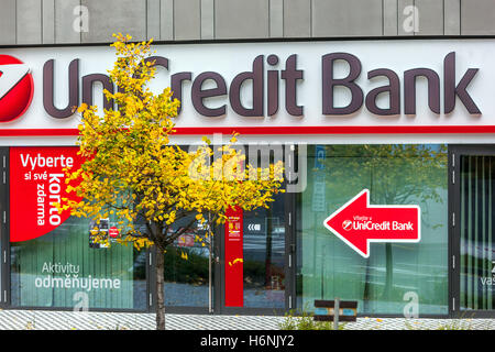 UniCredit Bank, logo, segno, Praga, Repubblica Ceca Foto Stock