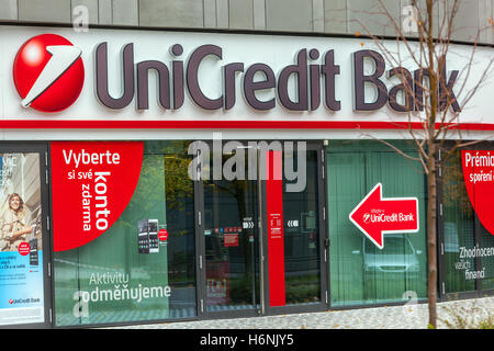 UniCredit Bank, logo, segno, Praga, Repubblica Ceca Foto Stock