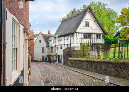 Norwich medievale, vista di edifici storici medievali nella zona di Elm Hill della città di Norwich, East Anglia, Inghilterra, Regno Unito. Foto Stock