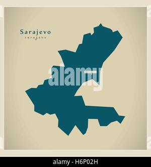 Mappa moderno - Sarajevo BA Illustrazione Vettoriale