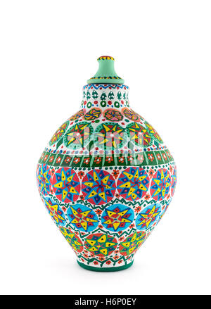 Un egiziano colorato decorato vaso in ceramica (in arabo: Kolla) fatti di argilla, una delle più antiche abitudini degli antichi egizi Foto Stock