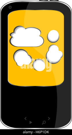 Telefono cellulare con un cielo nuvoloso sullo schermo. Immagine 3D Foto Stock