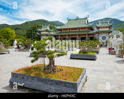 Giardino Bonsai a Linh Ung Pagoda, Da Nang, Vietnam. Foto Stock